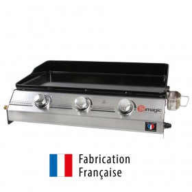 Barbecue Somagic : Plancha gaz premium 3 Somagic Made in France fonte &eacute;maill&eacute;e 74 cm 12 &agrave; 20 personnes
