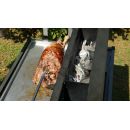 Barbecue &agrave; charbon de bois r&ocirc;tisserie Grill Pro Somagic acier 80x15.5cm