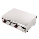 Plancha &agrave; gaz Arenc SOMAGIC 6.0kW 2 br&ucirc;leurs fonte &eacute;maill&eacute;e