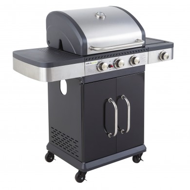 Barbecue gaz Fidgi 3 brûleurs inox et 1 réchaud latéral Cook'in garden