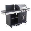 Barbecue gaz Fidgi 3 br&ucirc;leurs inox et 1 r&eacute;chaud lat&eacute;ral Cook'in garden