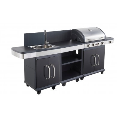Barbecue gaz Fidgi 4 brûleurs inox et 1 réchaud latéral Cook'in garden