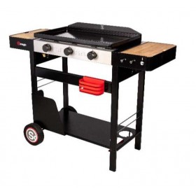 Barbecue Somagic : Plancha &agrave; gaz sur chariot Solia 350 Somagic fonte 12 &agrave; 20 personnes