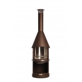 Barbecue chemin&eacute;e Sydney Buschbeck 250 cm diam 72 cm stainless steel fireplace 140313 Brun