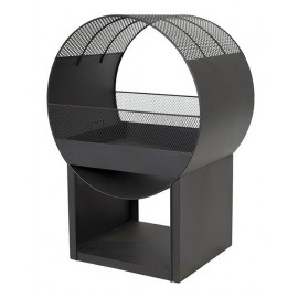 Brasero hublot Buschbeck diamètre 56x40 cm hauteur 80 cm en acier peint anthracite