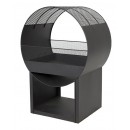 Brasero hublot diam&egrave;tre 56x40 cm hauteur 80 cm en acier peint anthracite