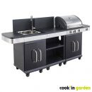 Cuisine d'&eacute;t&eacute; Barbecue gaz Fidgi desserte &eacute;vier 3 br&ucirc;leurs inox et 1 r&eacute;chaud lat&eacute;ral Cook'in garden 6 &agrave; 12 personnes