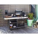 Barbecue gaz Fidgi avec desserte 3 br&ucirc;leurs inox et 1 r&eacute;chaud lat&eacute;ral Cook'in garden 12 &agrave; 20 personnes