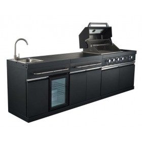 Cuisine d'&eacute;t&eacute; ext&eacute;rieur : Cuisine d&rsquo;&eacute;t&eacute; Kingrange Dimensions 279 cm Buschbeck 5 br&ucirc;leurs &eacute;vier, frigo
