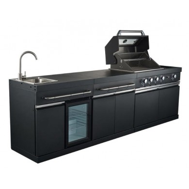 Cuisine d’été Kingrange Dimensions 279 cm Buschbeck 5 brûleurs évier, frigo