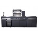 Cuisine d&rsquo;&eacute;t&eacute; Kingrange Dimensions 279 cm Buschbeck 5 br&ucirc;leurs &eacute;vier, frigo