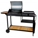Barbecue charbon et plancha &eacute;lectrique Broadway Somagic sur chariot