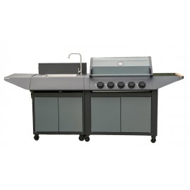 Barbecue gaz Burn 5 avec évier Cook'in Garden L 152 x l 60 x H 112cm 5 brûleurs